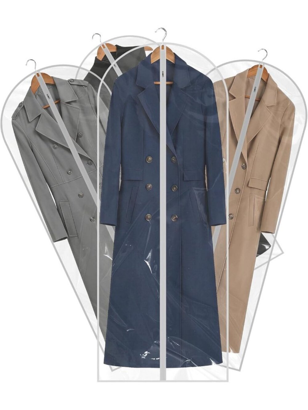 60” Clear Garment Bags for Travel - Waterproof Zipper Suit Covers, Dustproof
